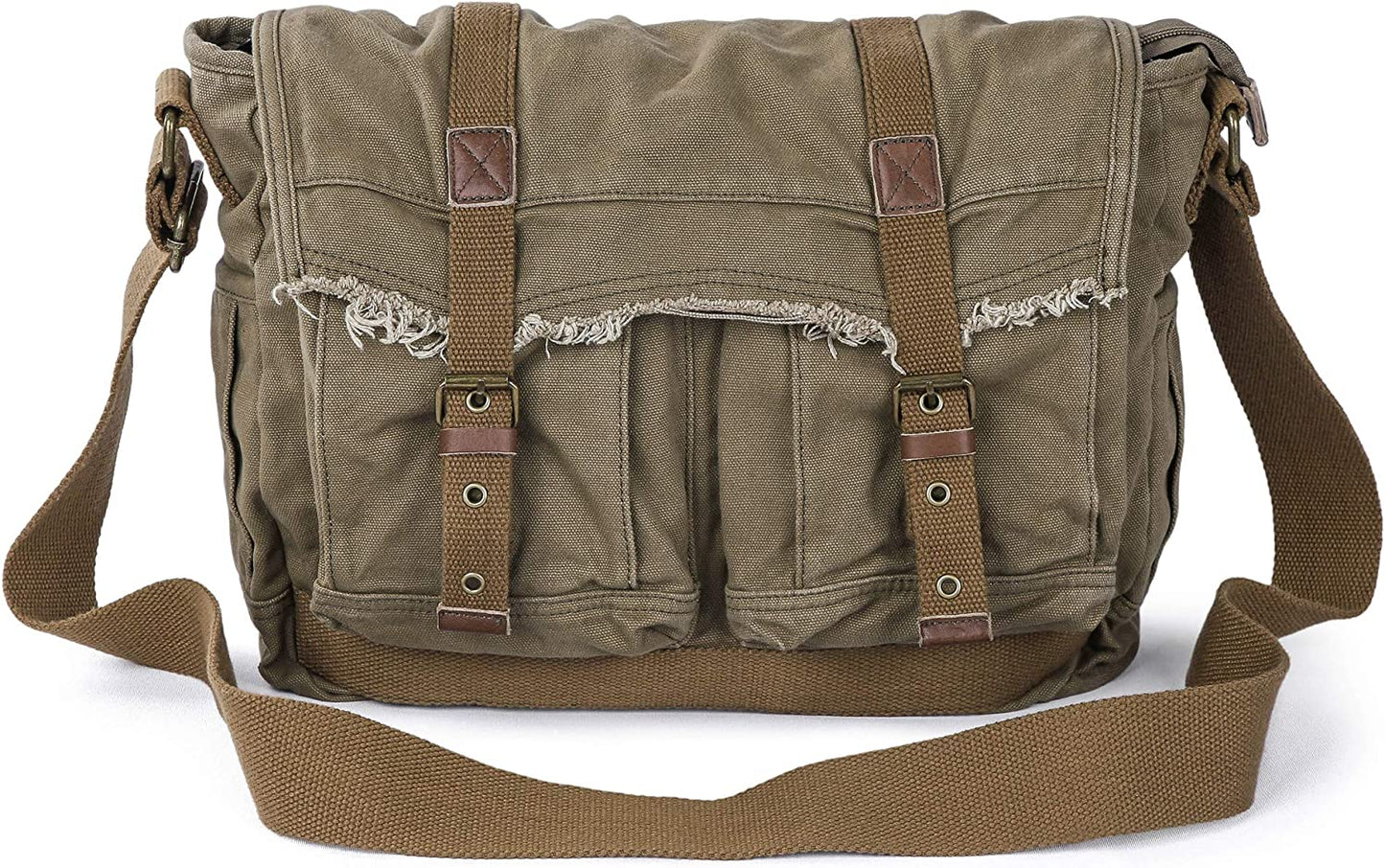 Gootium Canvas Messenger Bag - Vintage Shoulder Bag Frayed Style Boho Satchel