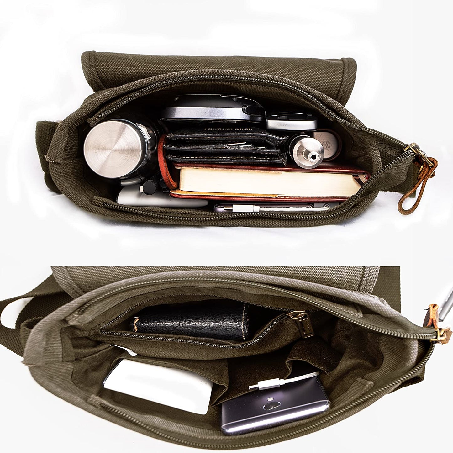 Canvas Messenger Bag TOPWOLF Small Crossbody Bag Casual Travel Working Tools Bag Shoulder Bag Hold Phone Handset Anti Theft