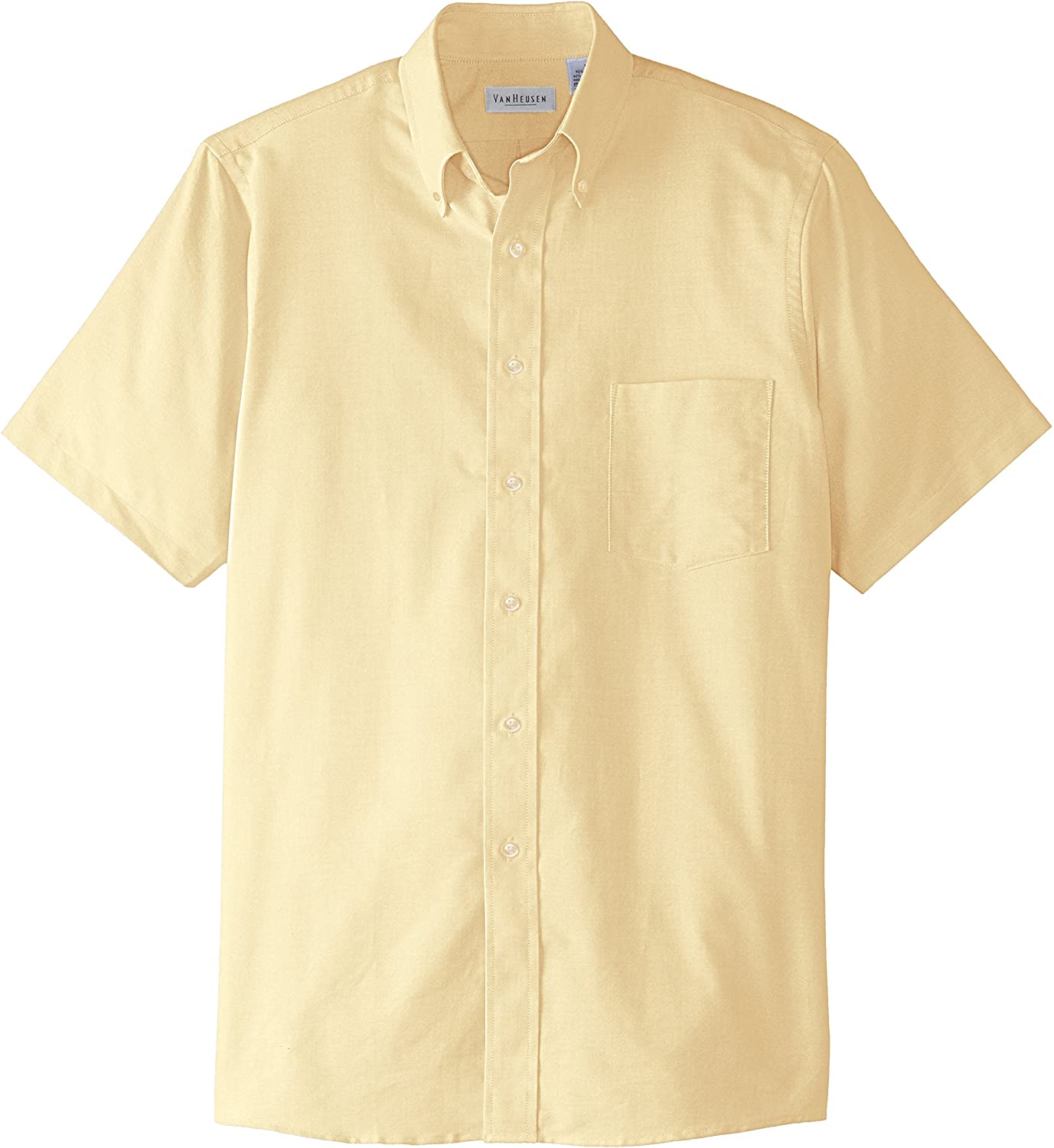 Heusen Men's Short Sleeve Dress Shirt Regular Fit Oxford Solid