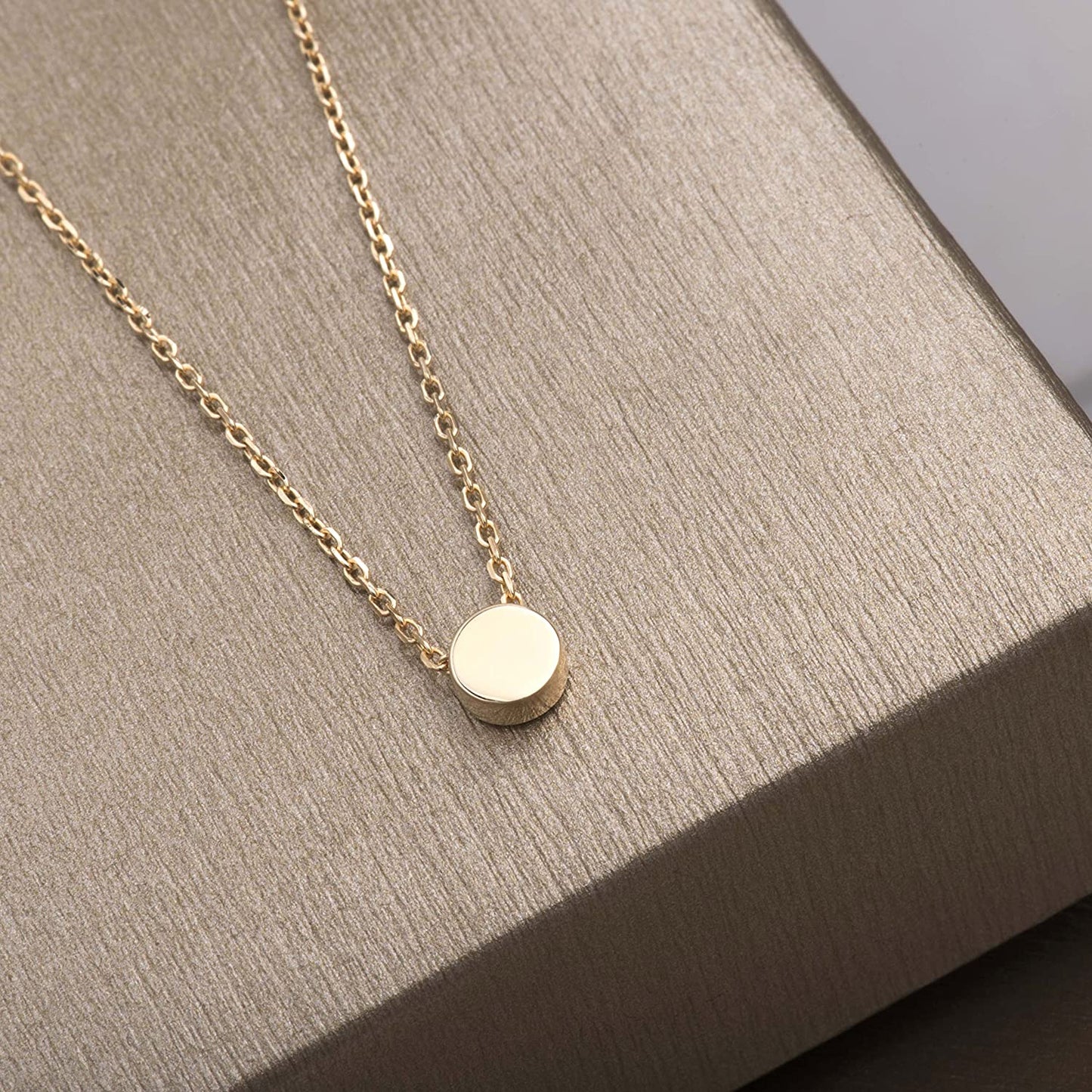 Sterling Silver Tiny Dot Necklace Round Circle Necklace for Women