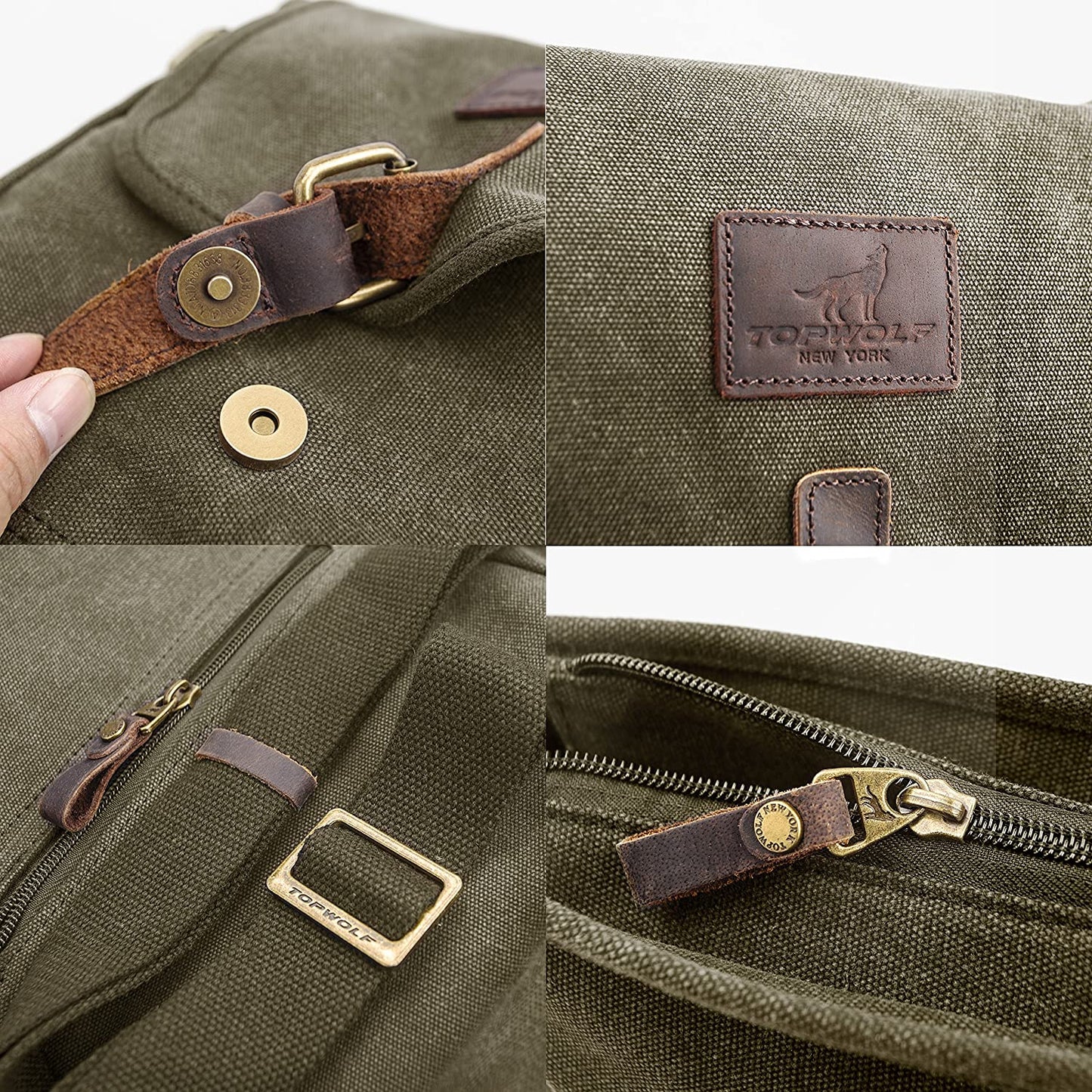 Canvas Messenger Bag TOPWOLF Small Crossbody Bag Casual Travel Working Tools Bag Shoulder Bag Hold Phone Handset Anti Theft