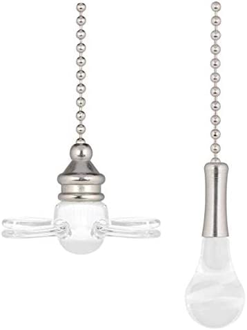 Ciata Pull Chain with 12 inch Beaded Chain - Clear Glass Fan and Bulb in Brushed Nickel