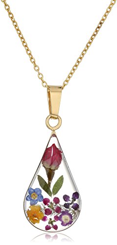 Collection Sterling Silver/Gold Over Sterling Silver Pressed Flower Pendant Necklace