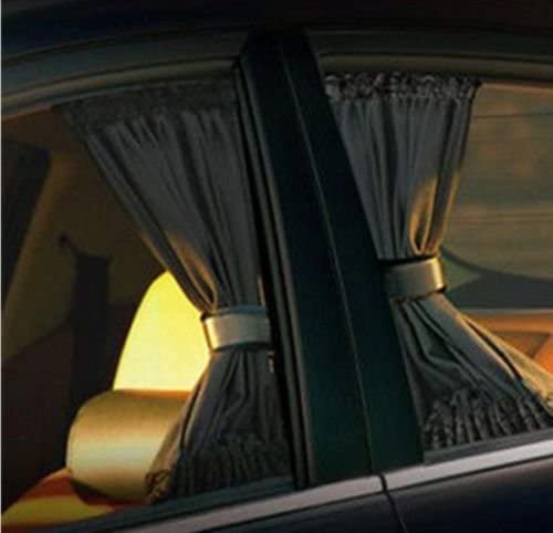 Car Window Curtain Sunshade UV Protection 50L, 2 Pieces PBCL-02 (Black)