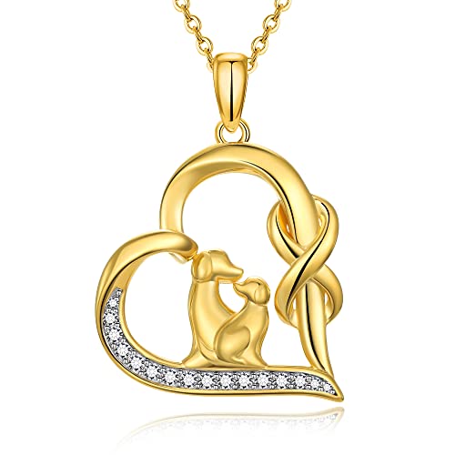 925 Sterling Silver Dog Mom Pendant Necklace Lovely Animal love Heart Necklace Dog Lover Memorial Gifts for Women Mom Wife Daughter Cable Chain 18"-20'' Inches