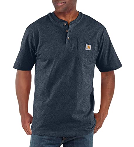 Men's Loose Fit Heavyweight Short-Sleeve Pocket Henley T-Shirt