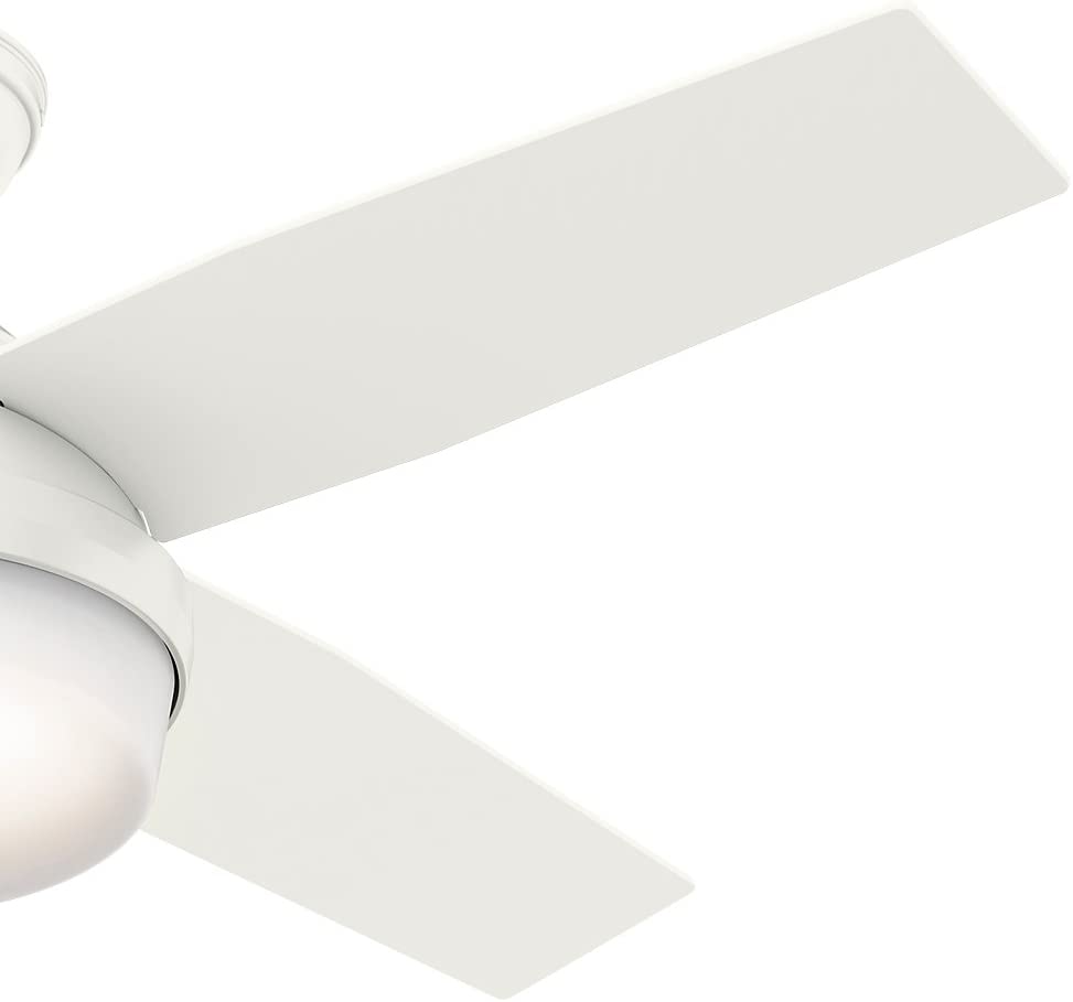 Hunter Dempsey Indoor Ceiling Fan with LED Light and Remote Control, 44", White