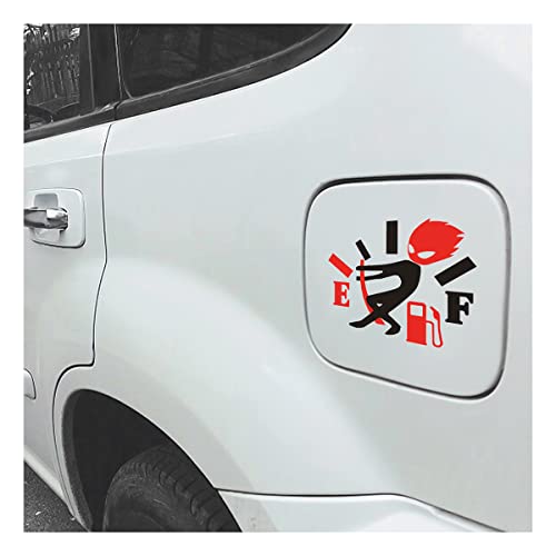 2PCS Funny Car Stickers, Angry Boy Fuel Gauge Empty Stickers, High Gas Consumption Vinyl Decal, Funny Fuel Tank Cover Stickers for Women Men, Fit Cars, Trucks, SUV, Motorcycles (Red/Boy)