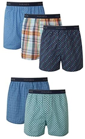 Ultimate Men's Woven Boxers Pack, Moisture-Wicking Plaid Boxers, Cotton-Blend Boxers, Multipack (Colors May Vary)