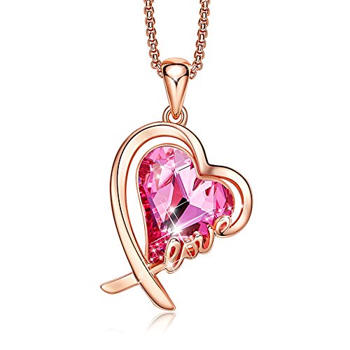 Love Heart Pendant Necklaces for Women,Gifts for Women,Rose Gold Plated Crystal Necklaces for Mother's Day/Valentine’s DayBirthday/Anniversary Day/Party