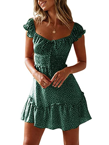 Women's Summer Ruffle Sleeve Sweetheart Neckline Printing Dress Mini Dress