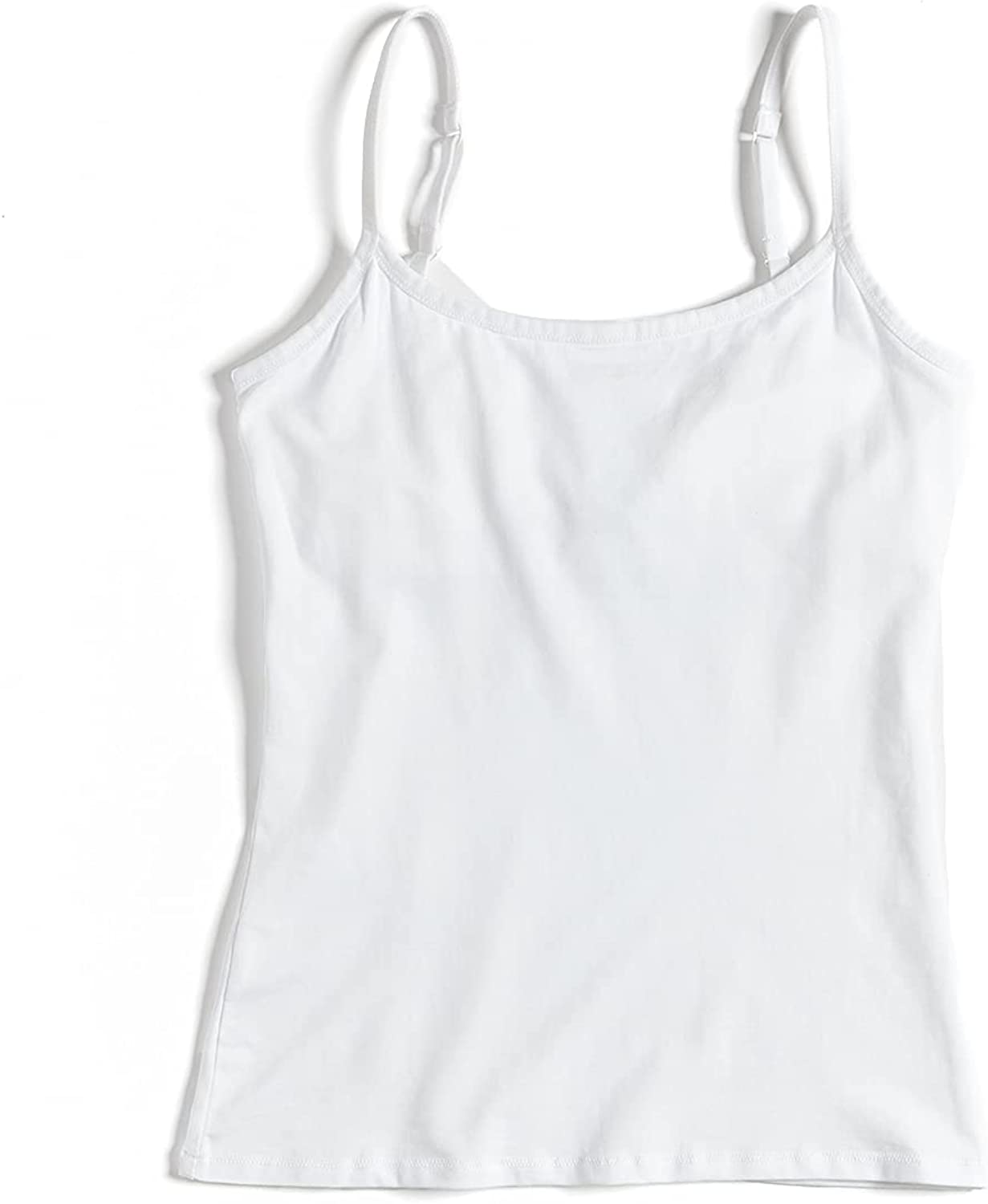 Womens Organic Cotton Camisole Tank Top With Built-in Shelf Bra