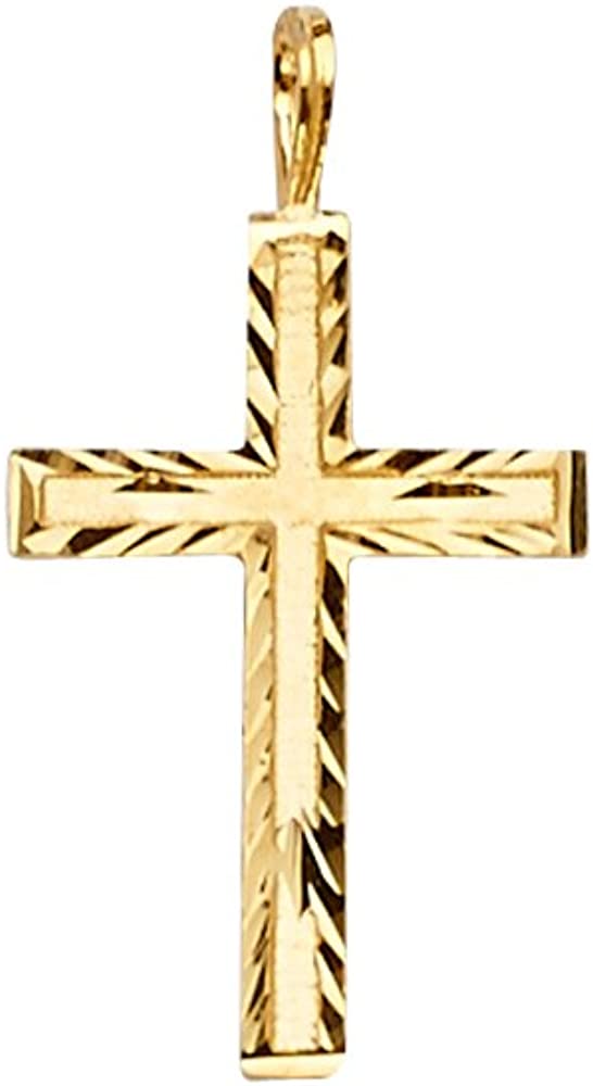 14k Yellow Gold Cross Religious Charm Pendant (Size : 22 x 12 mm)