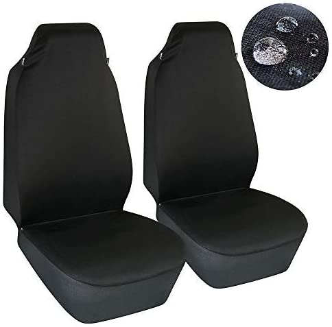 Dual Waterproof Front Car Seat Covers Neoprene Car Bucket Seat Protection Airbag Compatible for Cars SUVs Trucks Vans 2 PCS(Black)