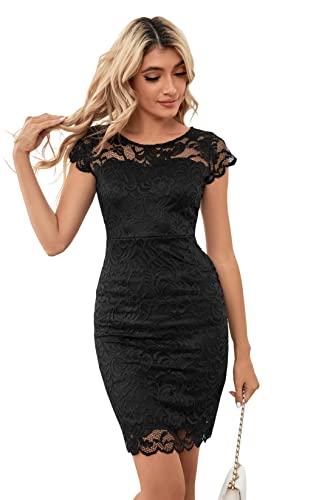 Women's Knee Length Short Sleeve Elegant Lace Dresses/Linning Dresses