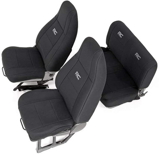 Neoprene Seat Covers Front/Rear Black Fits 1991-1995 [ Jeep ] Wrangler YJ Custom Fit Water Resistant 91009