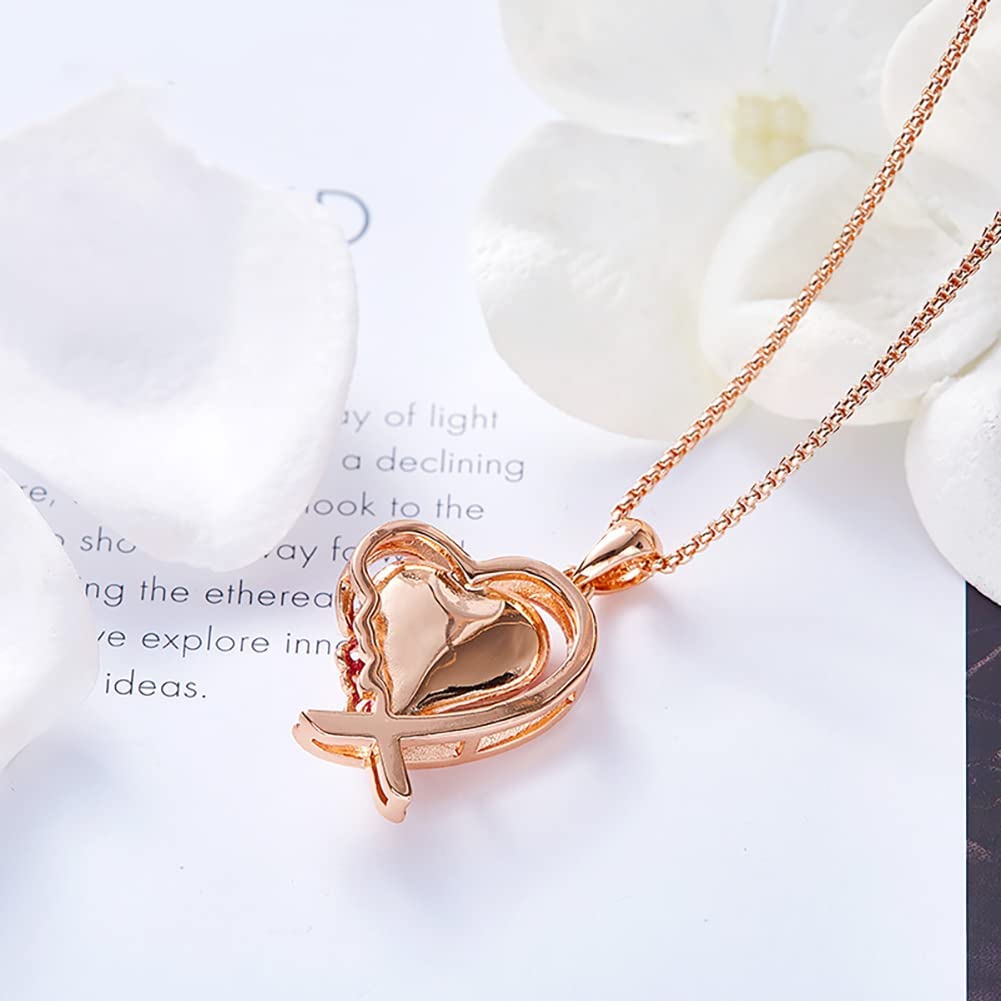 Love Heart Pendant Necklaces for Women,Gifts for Women,Rose Gold Plated Crystal Necklaces for Mother's Day/Valentine’s DayBirthday/Anniversary Day/Party