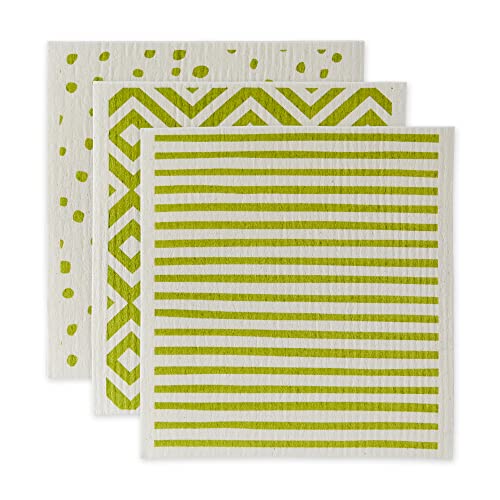 DII Swedish Dishcloth Set Cleaning Collection, 7.75 x 6.75, Lemons, 3 Piece