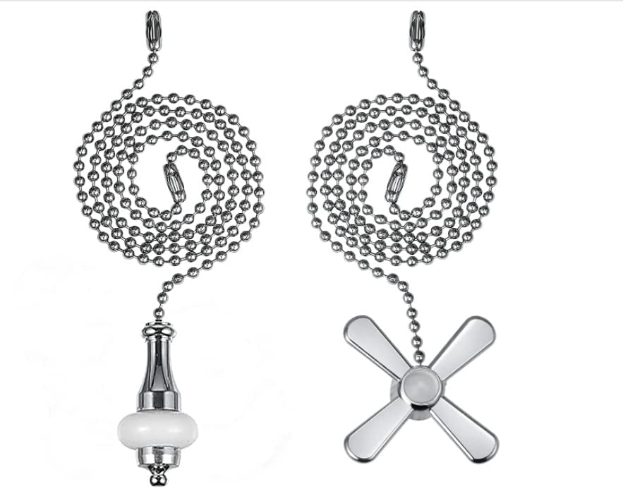 Ceiling Fan Pull Chain, 2 pieces 3mm Diameter Beaded Ball Fan Pull Chain, 12 Inches Fan Pulls Set with Connector (ORB)