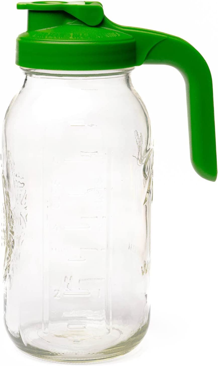 County Line Kitchen - Heavy Duty Glass Mason Jar Pitcher - Wide Mouth, 2 Quart (64 oz / 1.9 Liter), Gray