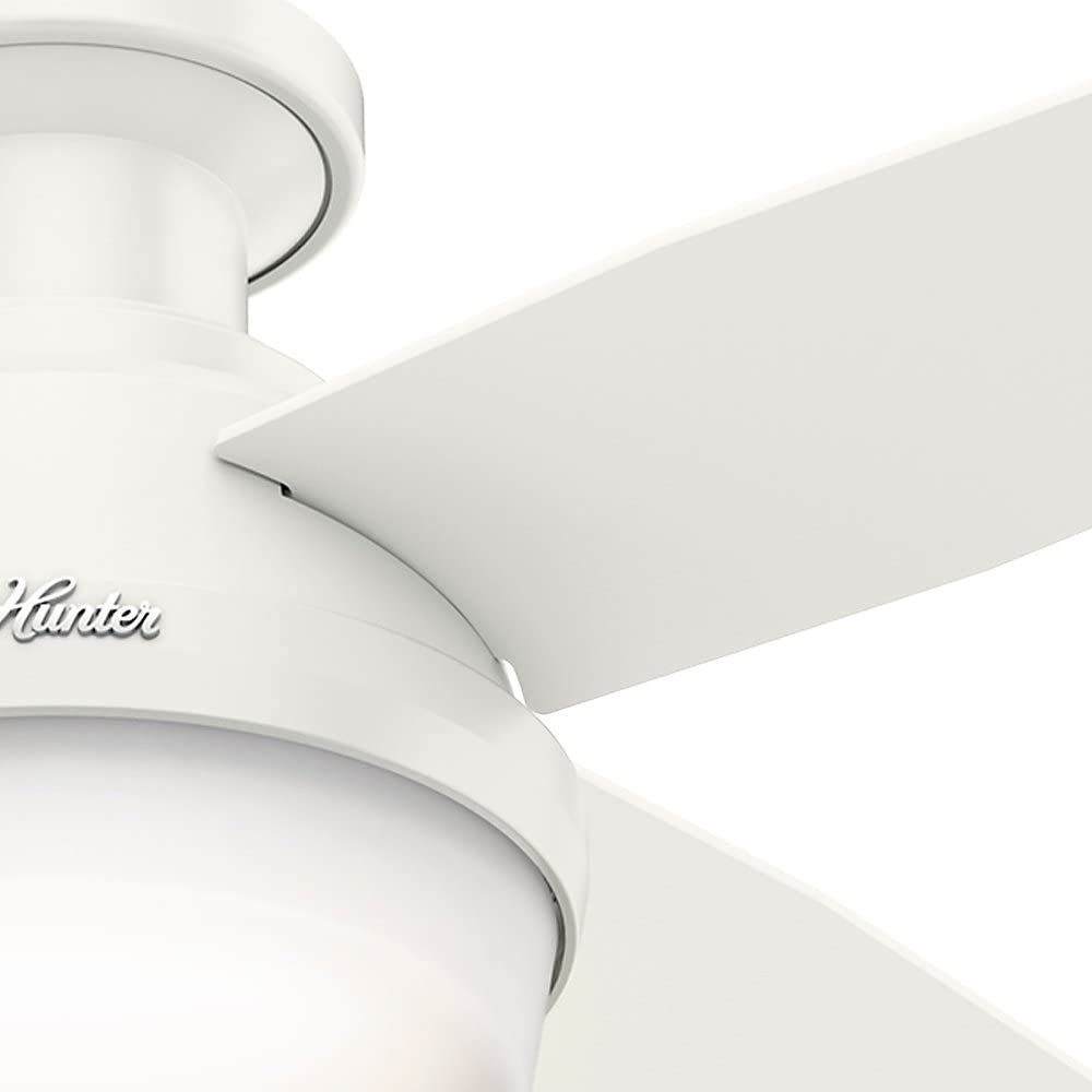 Hunter Fan Dempsey Low Profile Indoor Ceiling Fan with LED Light and Remote Control, Metal, Fresh White, 44 Inch