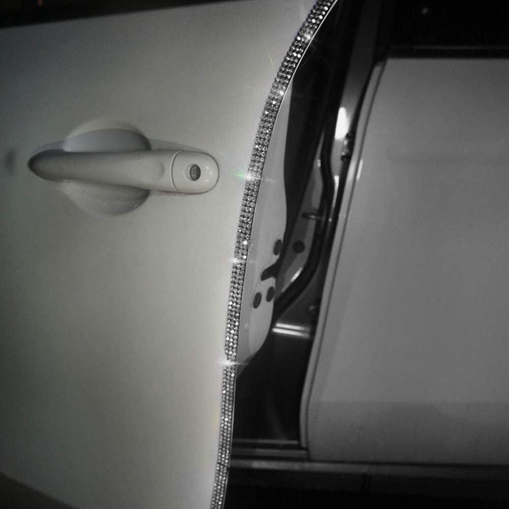 Door Edge Anti-Scratch Sticker Door Crash Bumper Crystal Bling Protection Tape Rubber Strip Sticker,Car Door Protector,Car Door Guard,Car Door Protection,90cm/35.4" Each One,4Pack/Set,White
