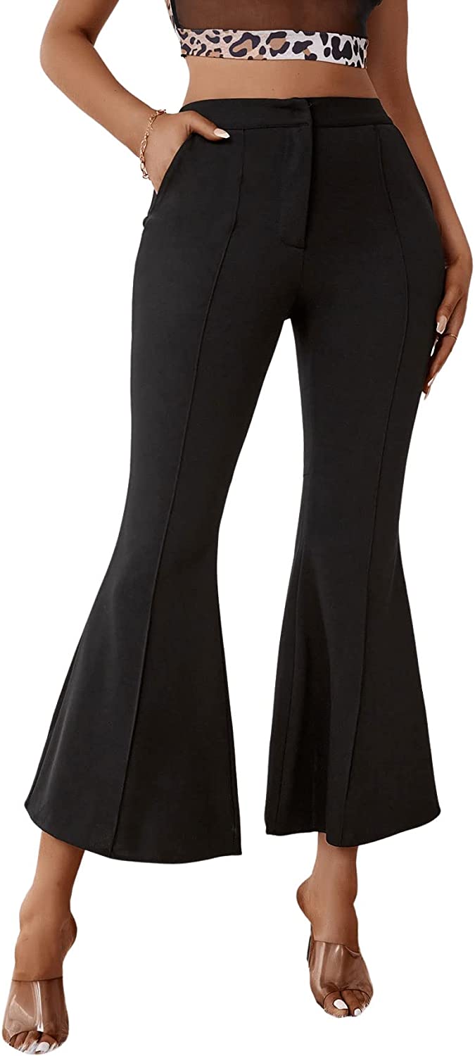 Women's Elastic Waist Layered Ruffle Flare Bell Cropped Pant