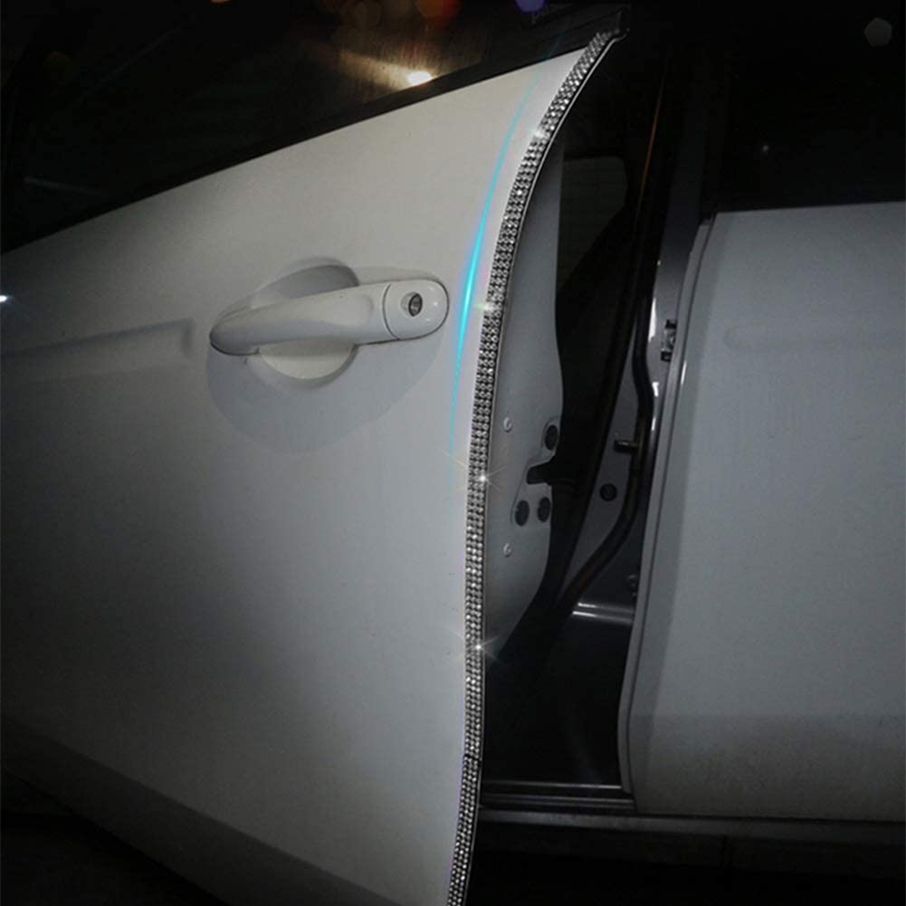 Door Edge Anti-Scratch Sticker Door Crash Bumper Crystal Bling Protection Tape Rubber Strip Sticker,Car Door Protector,Car Door Guard,Car Door Protection,90cm/35.4" Each One,4Pack/Set,White