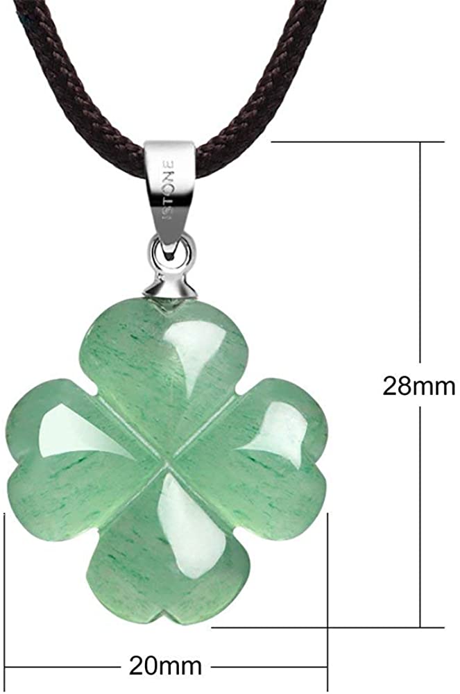 Four Leaf Clover Necklace,Made with Green Aventurine Jade for Faith Hope Love and Luck 16 Inch Rope Chain