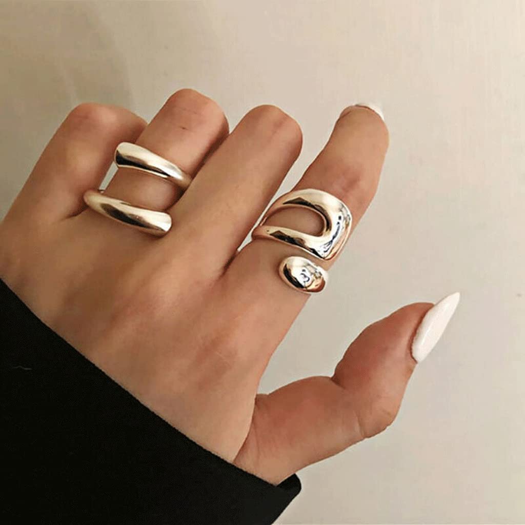 Adjustable Sterling Silver Rings 925 Double Lines Shape Personality Ring Fine Jewelry for Women Party Accessories