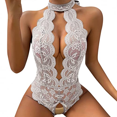 Valentines Day Lingerie for Women, Womens Hollow-Out Bodysuit Lace Sexy One-Piece Pajamas Lady Corset for Sex Naughty