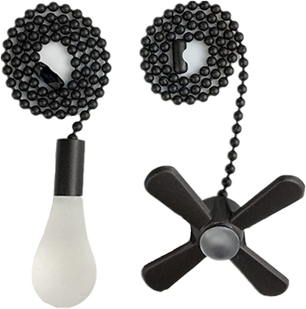 Ceiling Fan Pull Chain Ornaments - 13.6 Inches Fan Pull with Ball Chain Connector Included Light & fan Pulls(black)