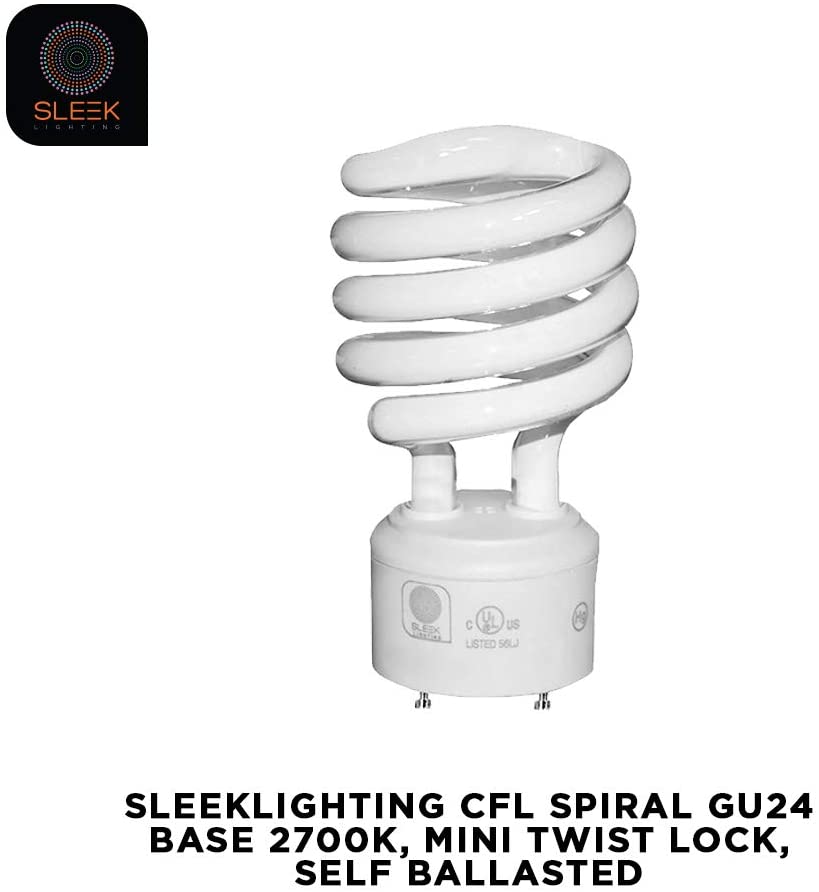 GU24 23Watt 2700K 1600lm 2 Prong Light Bulbs- UL approved-120v 60Hz - Mini Twist Lock Spiral -Self Ballasted CFL Fluorescent Bulbs- 1600lm Warm White 4 Pack (100 Watt Equ)