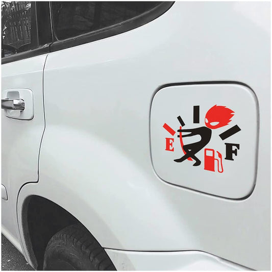 2PCS Funny Car Stickers, Angry Boy Fuel Gauge Empty Stickers, High Gas Consumption Vinyl Decal, Funny Fuel Tank Cover Stickers for Women Men, Fit Cars, Trucks, SUV, Motorcycles (Red/Boy)