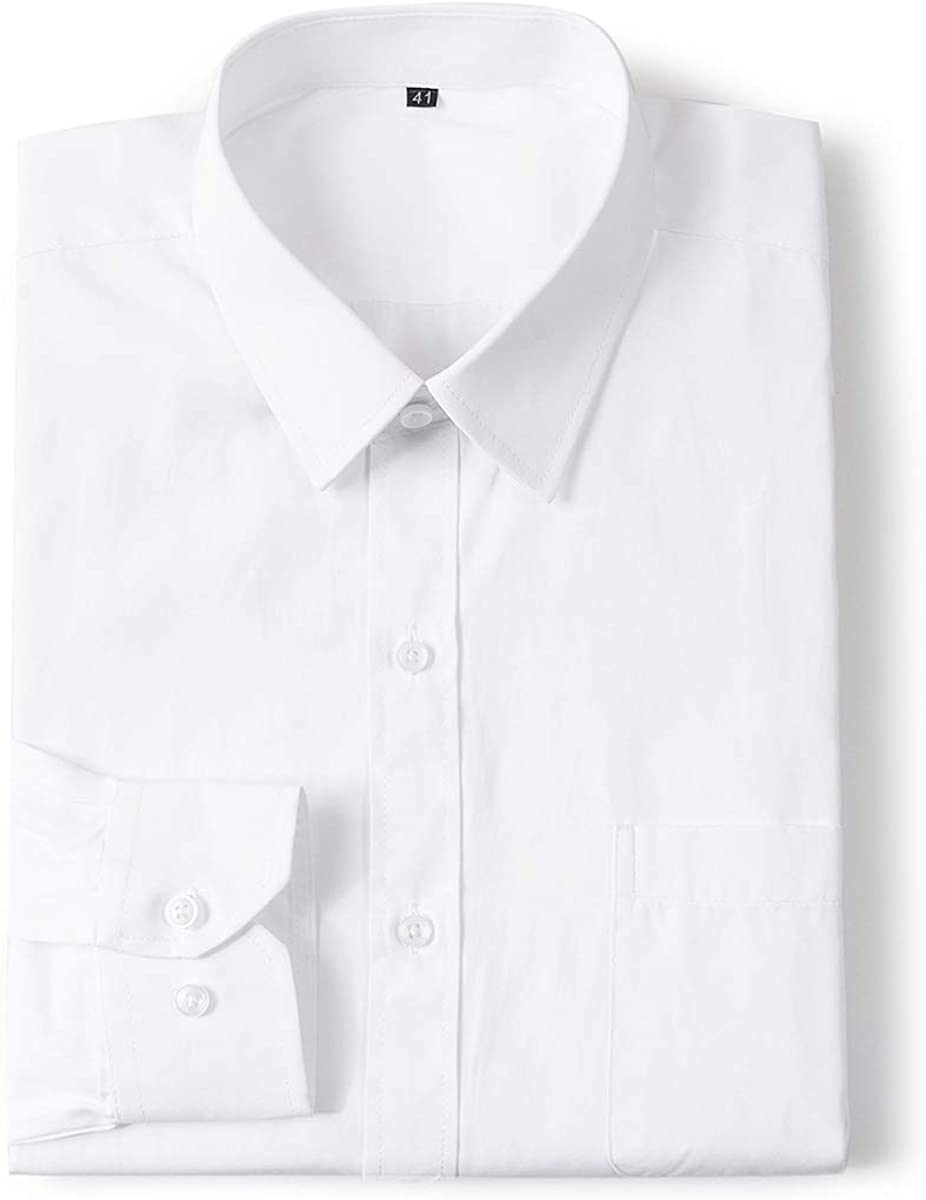 Slim Fit Solid Point Collar Button Down Dress Shirt