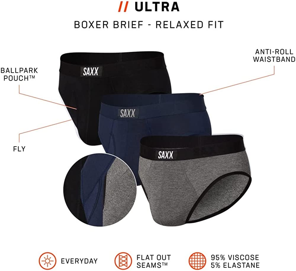 Men's Underwear - Ultra Super Soft Briefs with Built-in Pouch Support – Pack of 3, Underwear for Men