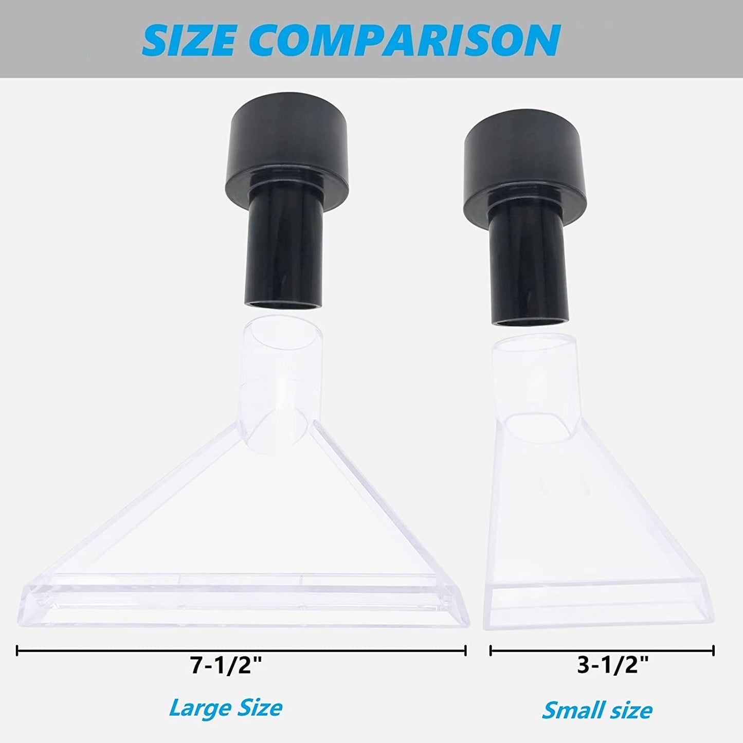 Happy Tree See-Through Wand Clear Head Large with 2-1/2" to 1-1/2" Reducer for Upholstery/Carpet Cleaning, Turn Wet-Dry Vac into an Extractor, Detailing Hand Tool for Portable Extractor & Truck Mount