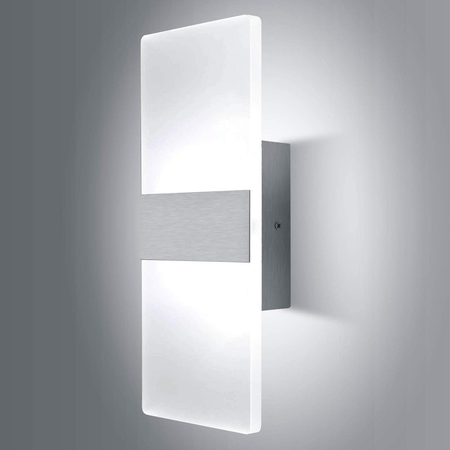 Lightess Modern Wall Sconce Dimmable 12W, Up Down Wall Lights Acrylic LED Wall Lamp for Hallway Bedroom Corridor, Cool White, HS521-1