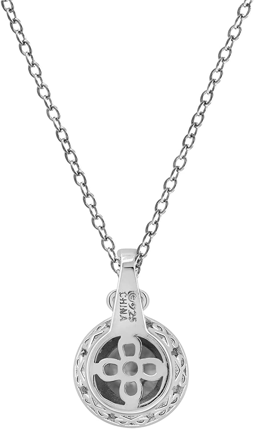 Collection Platinum Plated Sterling Silver Antique Pendant Necklace set with Round Cut Infinite Elements Cubic Zirconia (2.8 cttw)