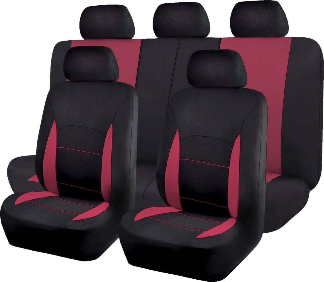 Flying Banner Car Seat Covers Front Seats Rear Bench Polyester car seat Protectors Easy installations Rear Bench Split Classic Man Lady Truck (Full Set -- Low Back, Black Purple)…