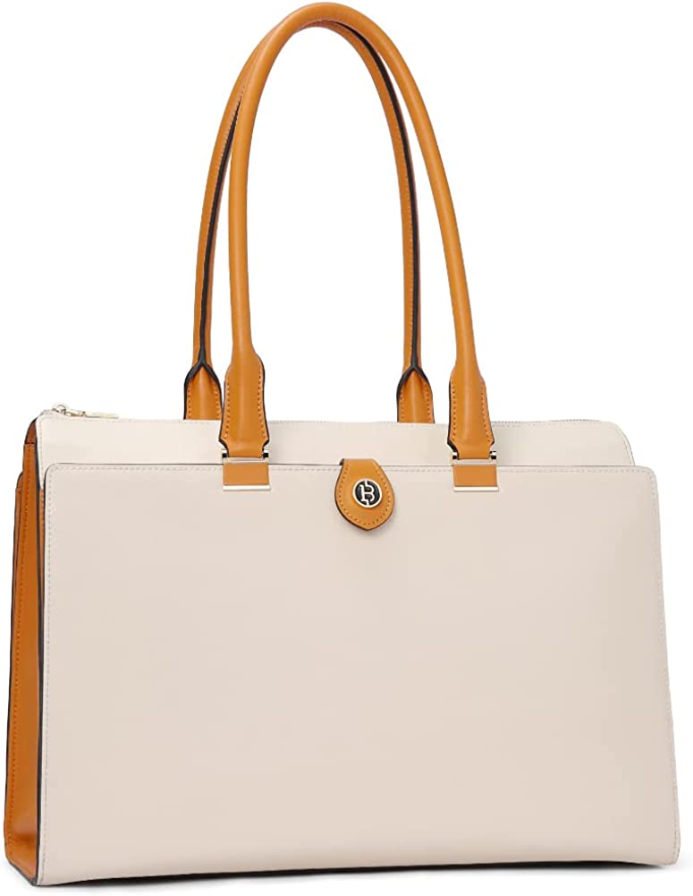 Leather Briefcase for Women Vintage 15.6 inch Laptop Bag for Women Business Tote Shoulder Handbag