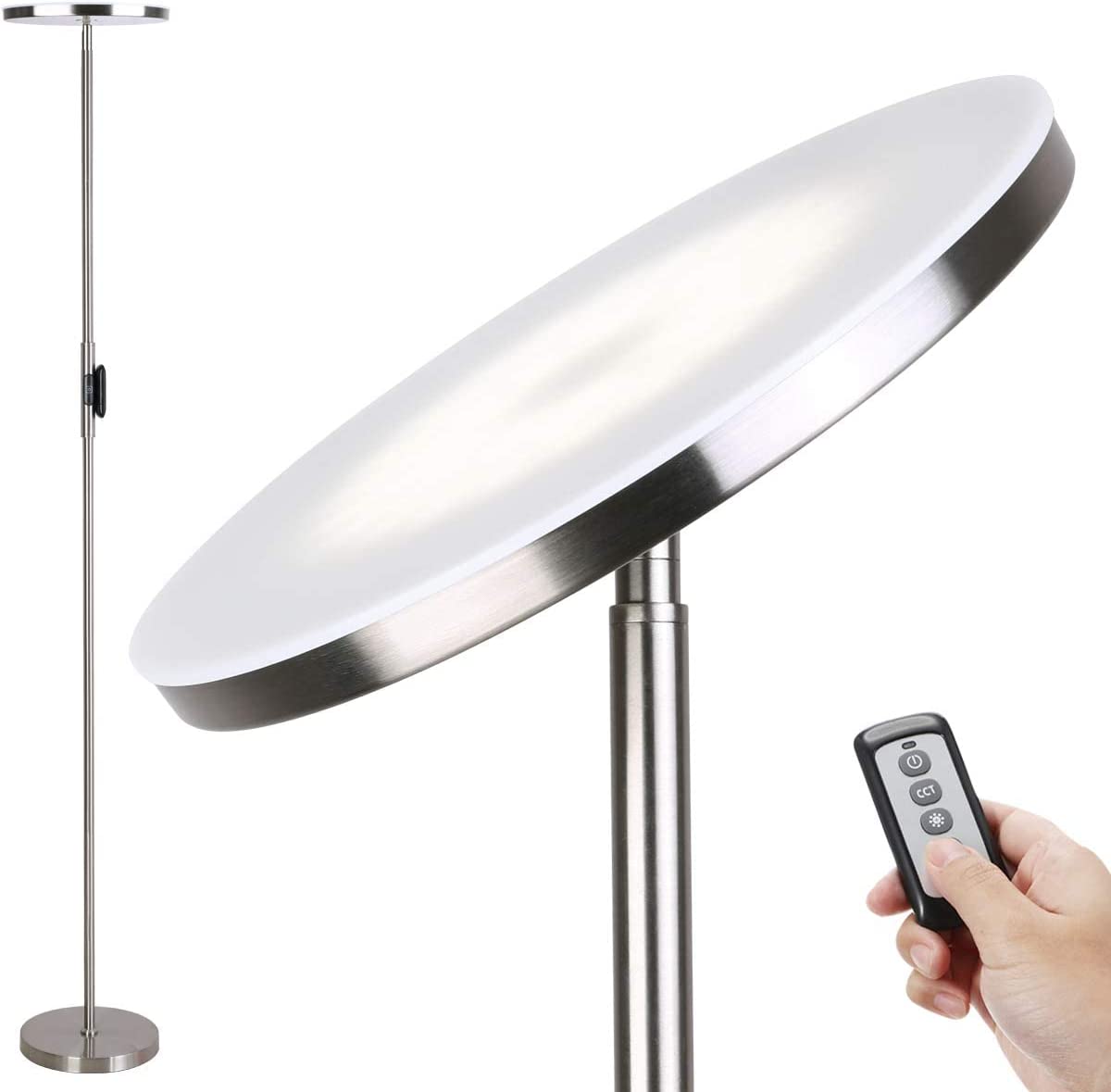 Floor Lamp,30W/2400LM Sky LED Modern Torchiere 3 Color Temperatures Super Bright Floor Lamps-Tall Standing Pole Light with Remote & Touch Control for Living Room,Bed Room,Office (Black)