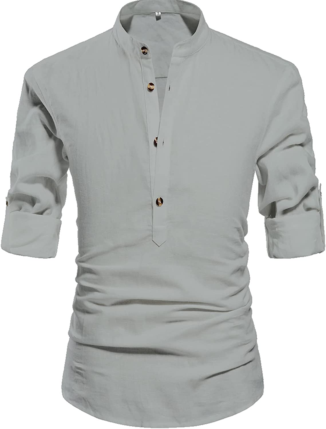 Men Henley Neck Long Sleeve Daily Look Linen Shirts