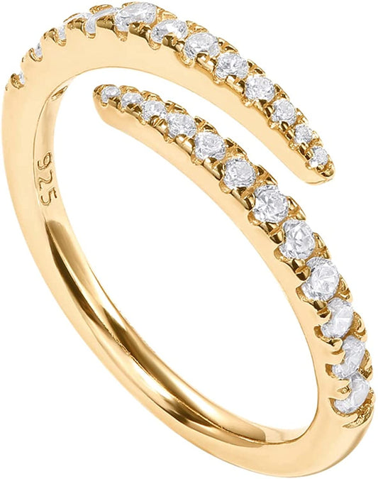 14K Gold Plated Cubic Zirconia Open Twist Eternity Band for Women