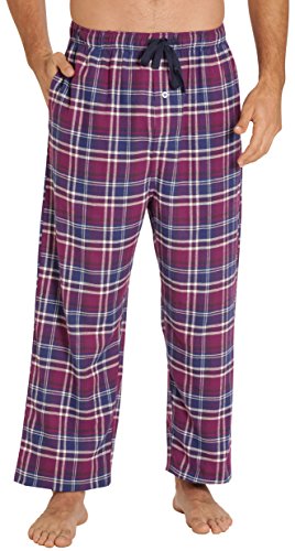 Sleepwear Mens Flannel Pajama Pants, Long 100% Cotton Pj Bottoms