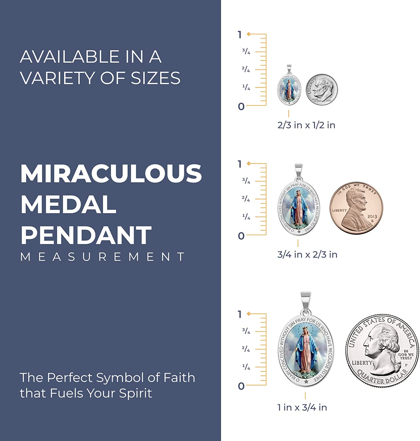 Miraculous Medal Necklace Catholic Virgin Mary Pendant Oval & Circle Pendants for Women & Men Crafted in 10K/14K Yellow or White Gold & Sterling Silver Christian Gifts for Men & Women