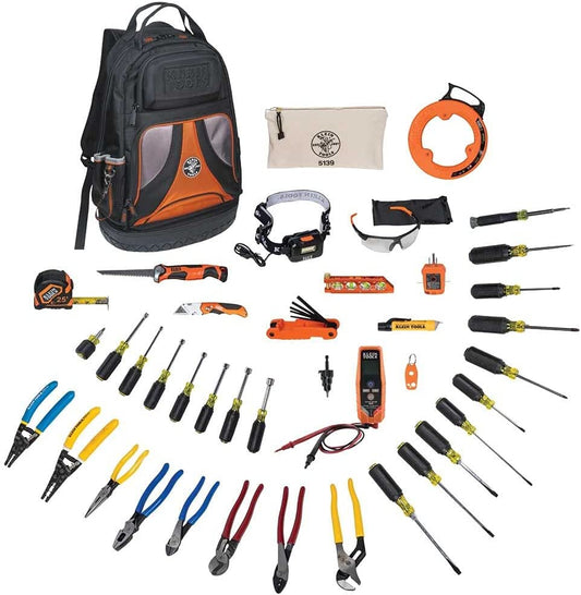 Klein Tools 80141 Hand Tools Kit includes Pliers, Screwdrivers, Nut Drivers, Backpack, and More Jobsite Tools, 41-Piece