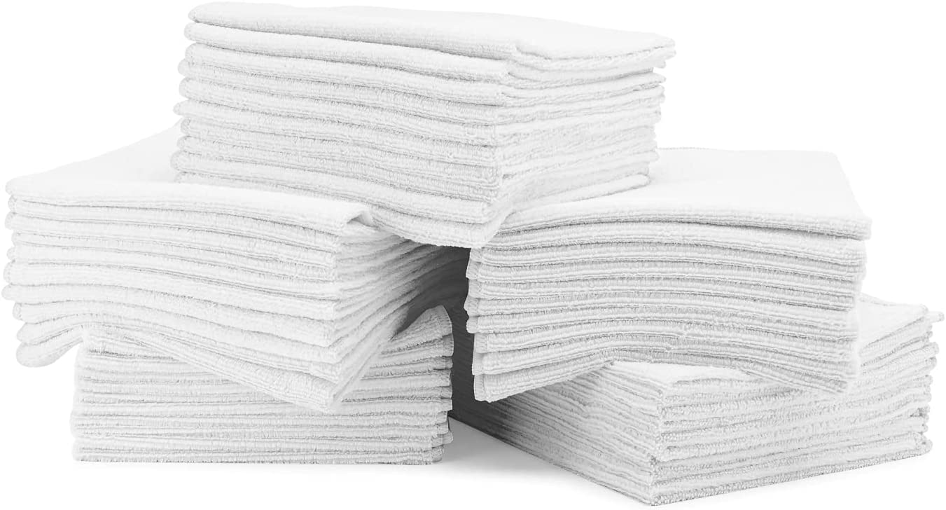 16" x 16" Economy All Purpose Microfiber Towels - 50 Pack - Reusable Wash Cloths, Dust, Kitchen, Car, Shop Rags for Cleaning (Red)