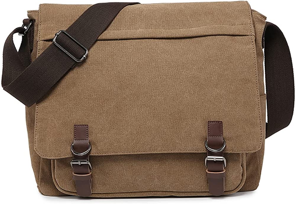 Large Vintage Canvas Messenger Shoulder Bag Crossbody Bookbag Business Bag for 15inch Laptop
