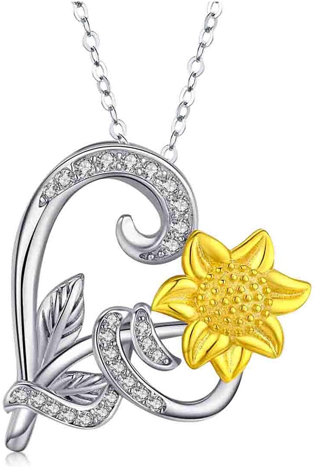 You Are My Sunshine Sunflower Necklace S925 Sterling Silver Sunflower Jewelry for Women Teens